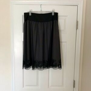 Garnet Hill Elegant Black Lace Trim Skirt, 12